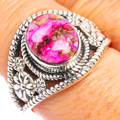 Pink Dahlia Mohave Turquoise Ring Size 8.5 (.925 Sterling Silver)