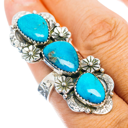 Exclusive Southwestern Style Campitos Turquoise Ring Size 8 Adjustable (.925 Sterling Silver)