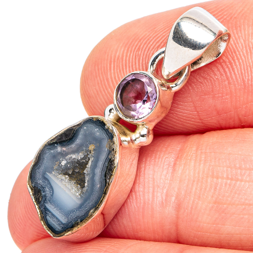 Coconut Geode Druzy, Amethyst Pendant 1 1/4" (.925 Sterling Silver)