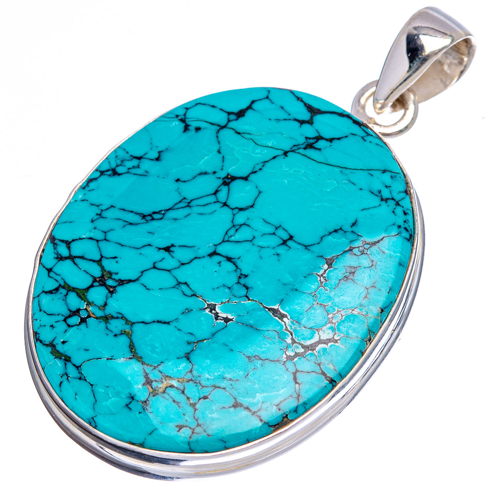 Premium Tibetan Turquoise Pendant 2" (.925 Sterling Silver)
