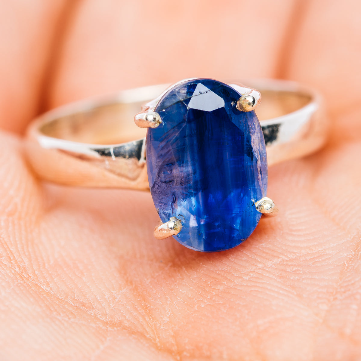 Faceted Kyanite Ring Size 8 (.925 Sterling Silver)