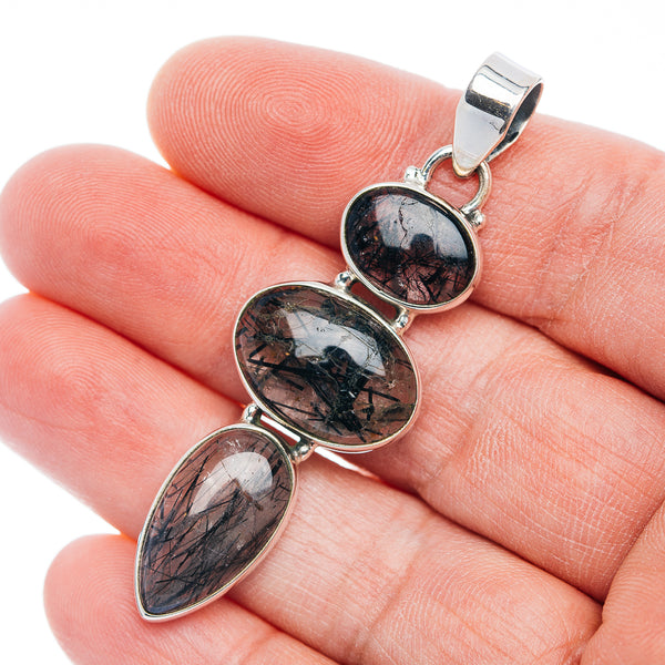 Premium Tourmalinated Quartz Pendant 2 3/8" (.925 Sterling Silver)