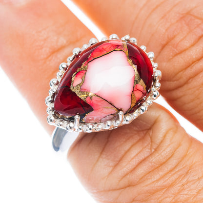 Exclusive Red Dahlia Mohave Turquoise Ring Size 7.25 (.925 Sterling Silver)