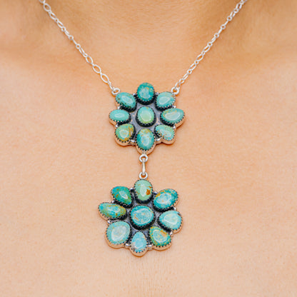 Huge Southwestern Style Royston Turquoise Necklace 19" (.925 Sterling Silver)