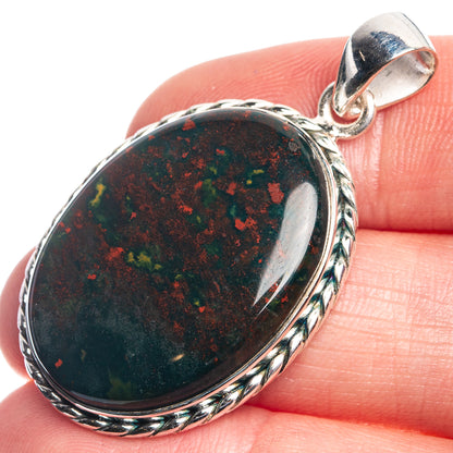Bloodstone Pendant 1 5/8" (925 Sterling Silver) P39724