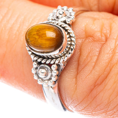 Tiger Eye Dainty Ring Size 6.75 (925 Sterling Silver) R5995