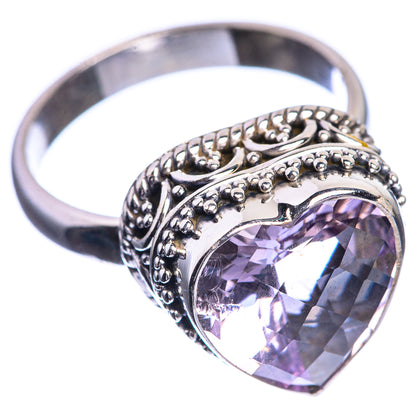 Faceted Pink Amethyst 925 Sterling Silver Ring Size 9