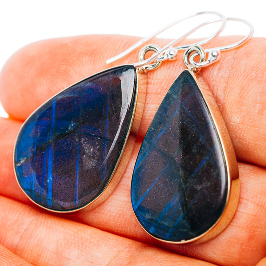 Labradorite Earrings 1 5/8" (German Silver)