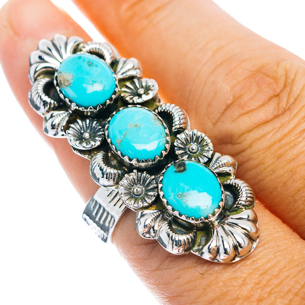 Exclusive Southwestern Style Campitos Turquoise Ring Size 7 Adjustable (.925 Sterling Silver)
