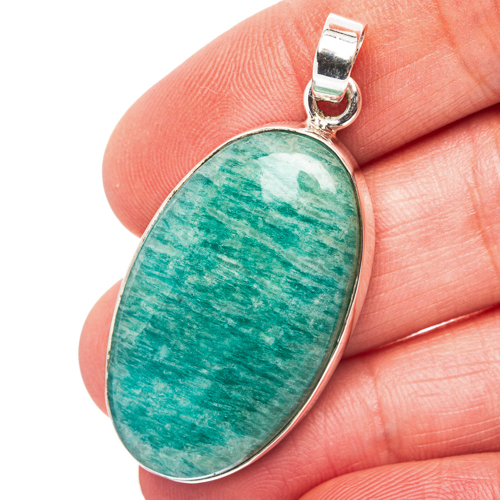 Amazonite Pendant 1 3/4" (.925 Sterling Silver)