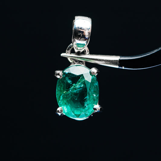 Premium Faceted Zambian Emerald Pendant 3/4" (.925 Sterling Silver)
