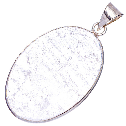White selenite oval pendant with silver-plated bail