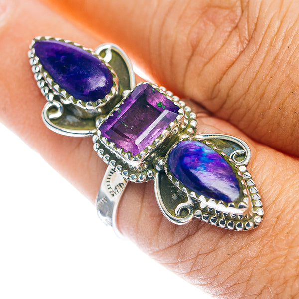 Premium Southwestern Style Sugilite, Amethyst Ring Size 8 (.925 Sterling Silver)