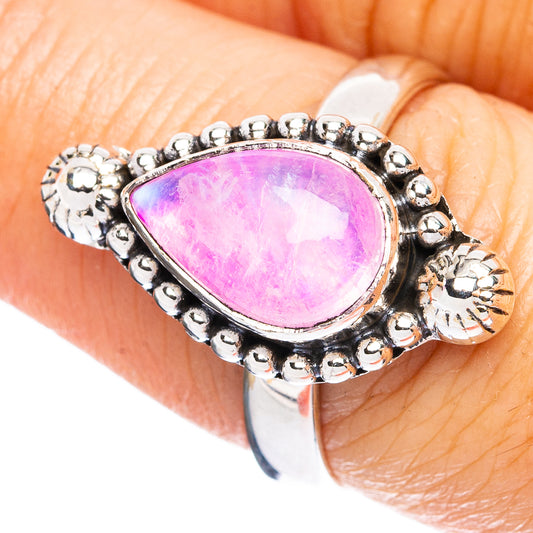 Pink Moonstone Ring Size 7.75 (925 Sterling Silver) R3725