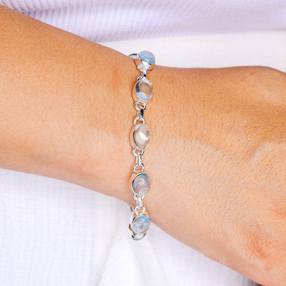Premium Aquamarine Bracelet 6 1/2" to 7 1/2" (.925 Sterling Silver)
