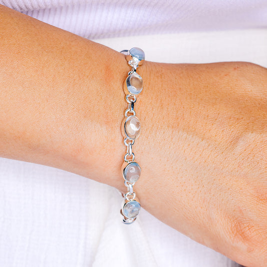 Premium Aquamarine Bracelet 6 1/2" to 7 1/2" (.925 Sterling Silver)