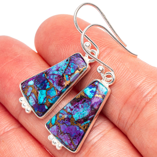 Purple Copper Composite Turquoise Earrings 1 3/8" (925 Sterling Silver) E1818