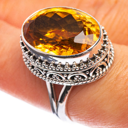 Faceted Citrine 925 Sterling Silver Ring Size 7