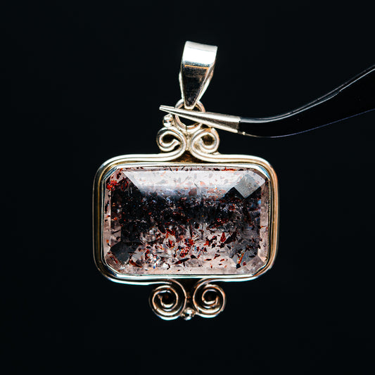 Premium Faceted Lepidocrocite Pendant 1 1/2" (.925 Sterling Silver)