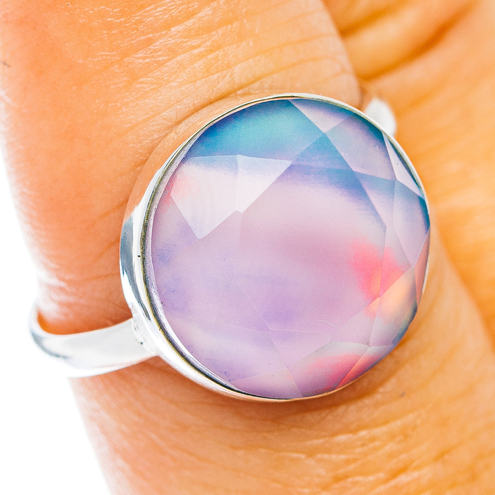 Aurora Opal Ring Size 8.5 (.925 Sterling Silver)