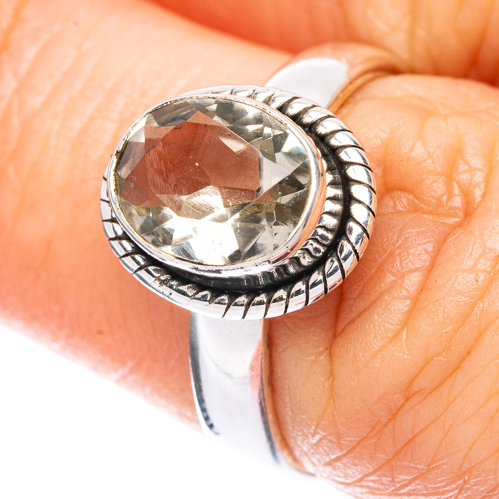 Value Faceted Green Amethyst Ring Size 6.75 (925 Sterling Silver) R3096