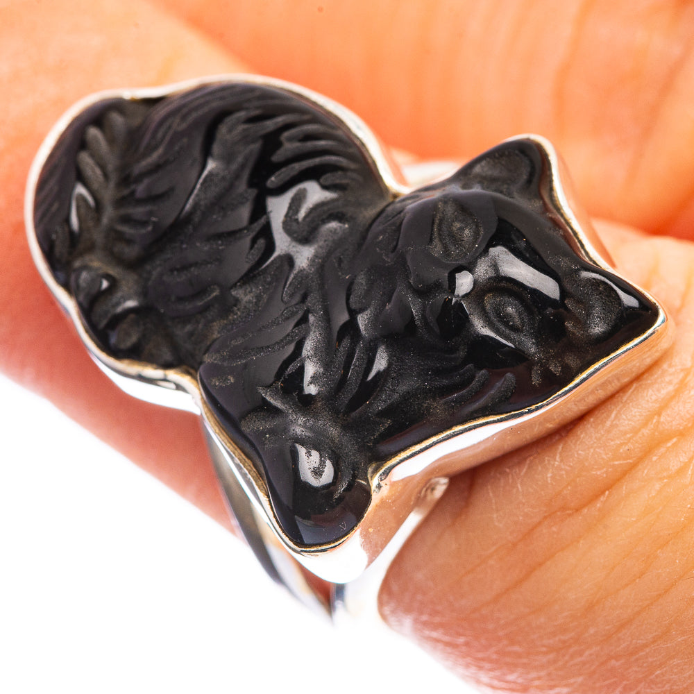 Black Onyx Cat Ring Size 5.5 (925 Sterling Silver) R142970