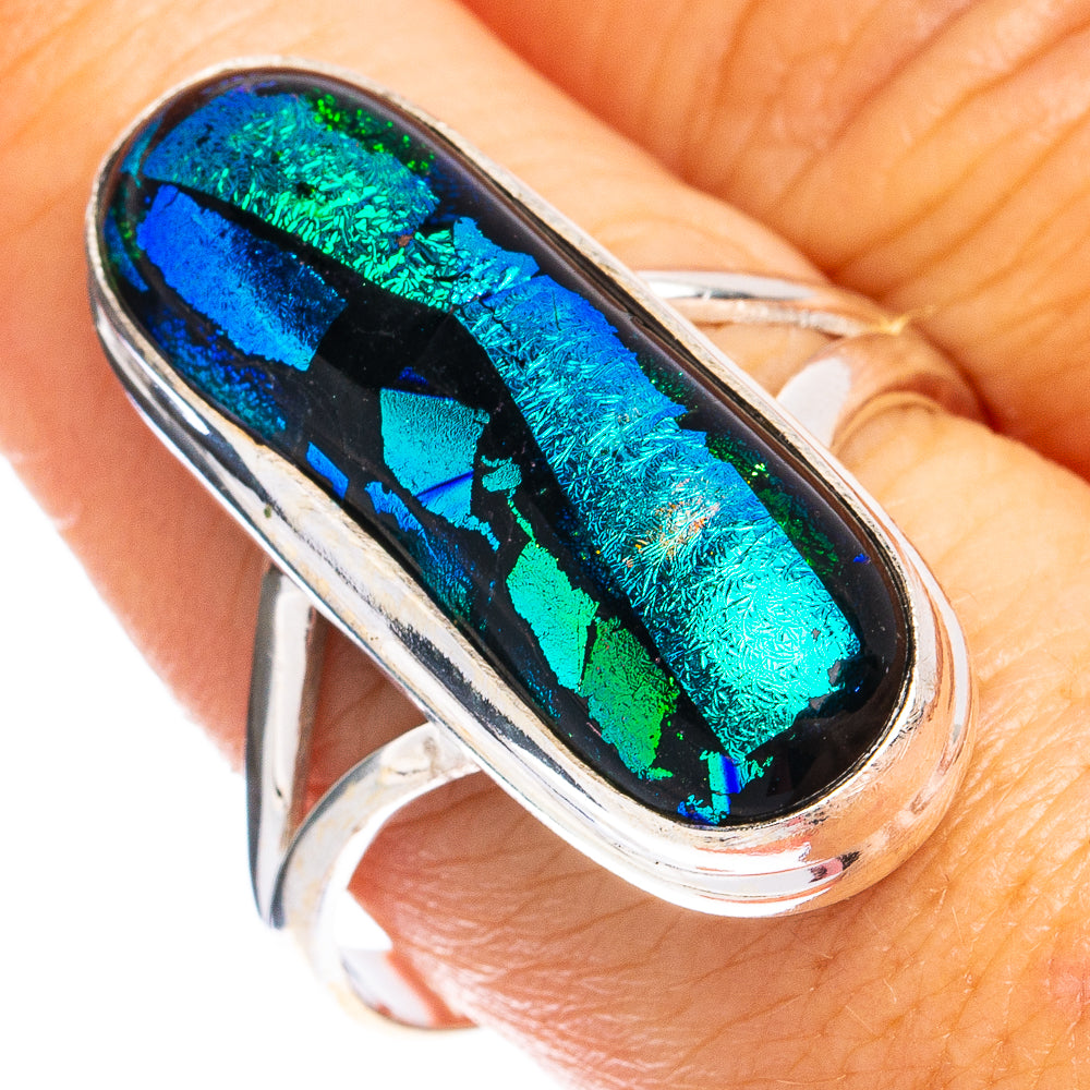 Dichroic Glass Ring Size 9.75 (925 Sterling Silver) R8446