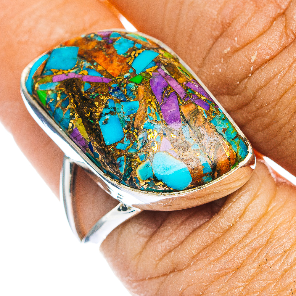 Premium Multi Dahlia Turquoise Ring Size 7.75 (.925 Sterling Silver)