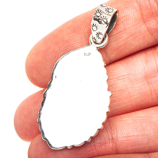 Exclusive Southwestern Style Hubei Turquoise Pendant 1 3/4" (.925 Sterling Silver)