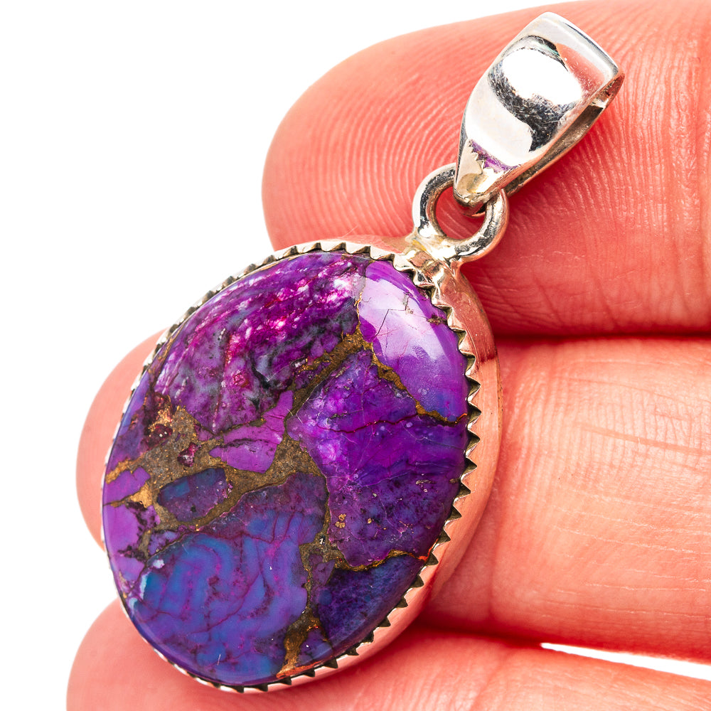 Purple Copper Turquoise Pendant 1 3/8" (.925 Sterling Silver)