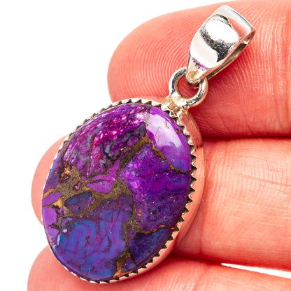 Purple Copper Turquoise Pendant 1 3/8" (.925 Sterling Silver)