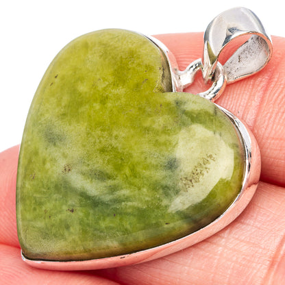 Serpentine Stone Pendant 1 3/8" (925 Sterling Silver) P42205