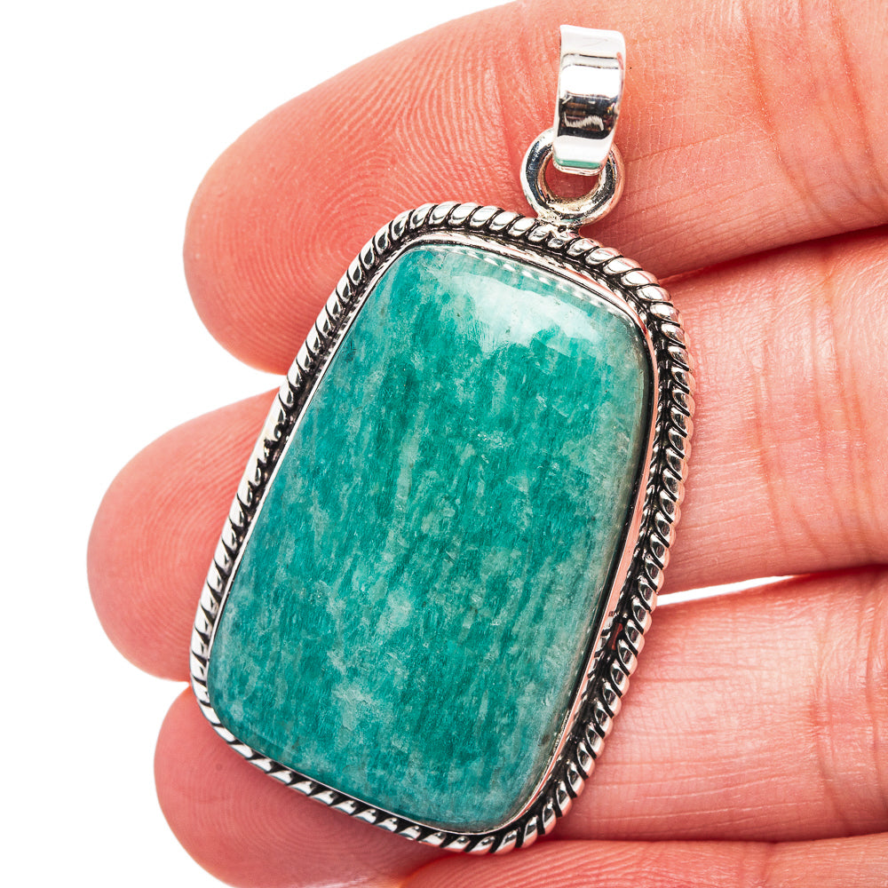 Amazonite Pendant 1 7/8" (.925 Sterling Silver)