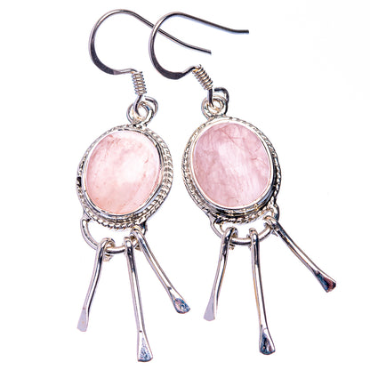 Premium Rose Quartz Earrings 1 7/8" (925 Sterling Silver) E432350