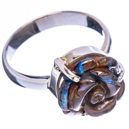 Rare Boulder Opal Rose Ring Size 7.75 (925 Sterling Silver) R2507
