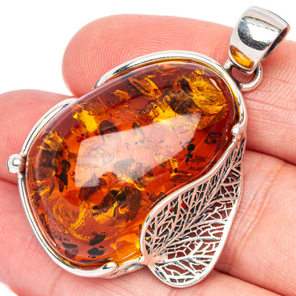 Ana Silver Co Baltic Amber Pendant 1 3/4" (925 Sterlnig Silver)