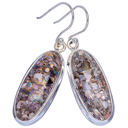 Brecciated Ethiopian Opal Earrings 1 5/8" (925 Sterling Silver) E433104