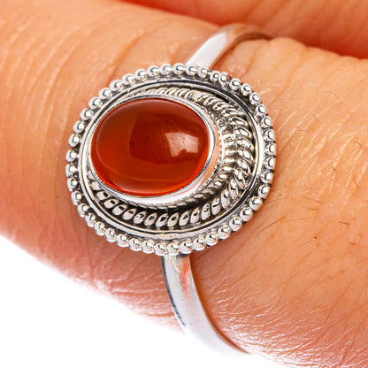 Carnelian Dainty Ring Size 8.25 (925 Sterling Silver) R1087