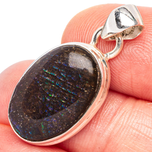Rare Ammolite Pendant 1 1/8" (925 Sterling Silver) P44303