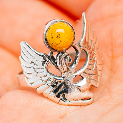 Southwestern Style Bumblebee Jasper Ring Size 8 (.925 Sterling Silver)