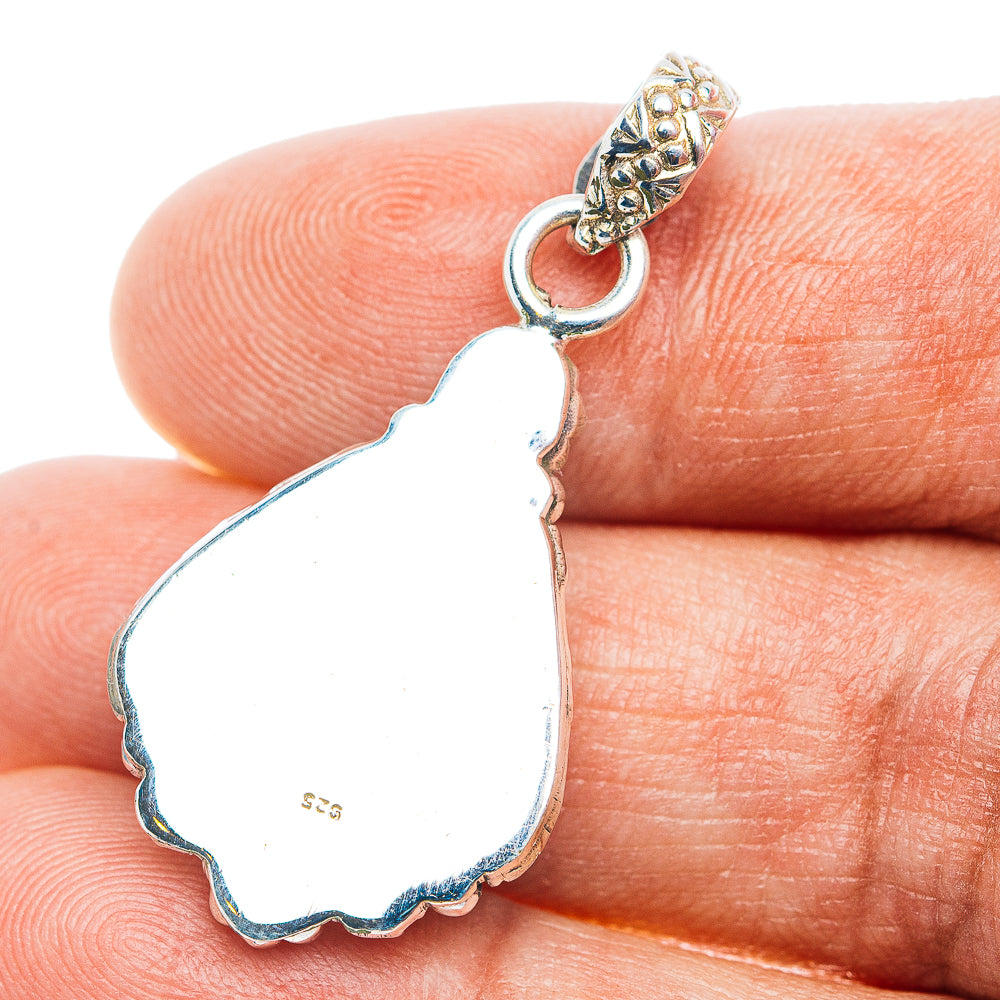 Southwestern Style Irish Dahlia Mohave Turquoise Pendant 1 1/2" (.925 Sterling Silver)