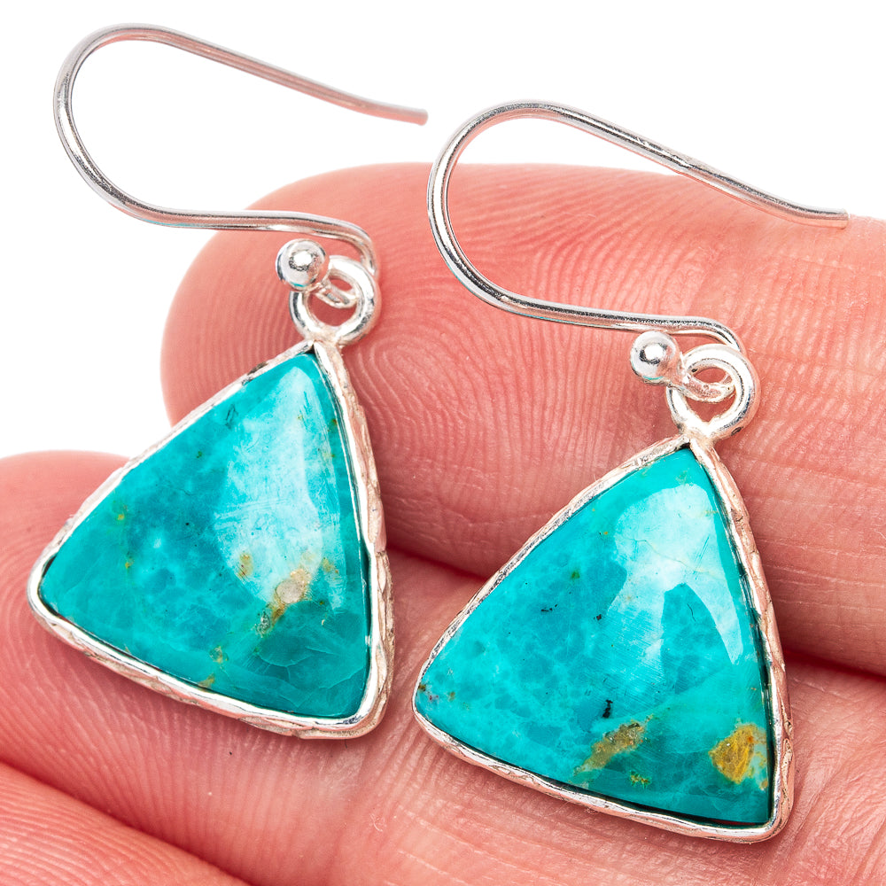 Chrysocolla 925 Sterling Silver Earrings 1 1/8" (925 Sterling Silver) E1210