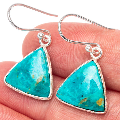 Chrysocolla 925 Sterling Silver Earrings 1 1/8" (925 Sterling Silver) E1210