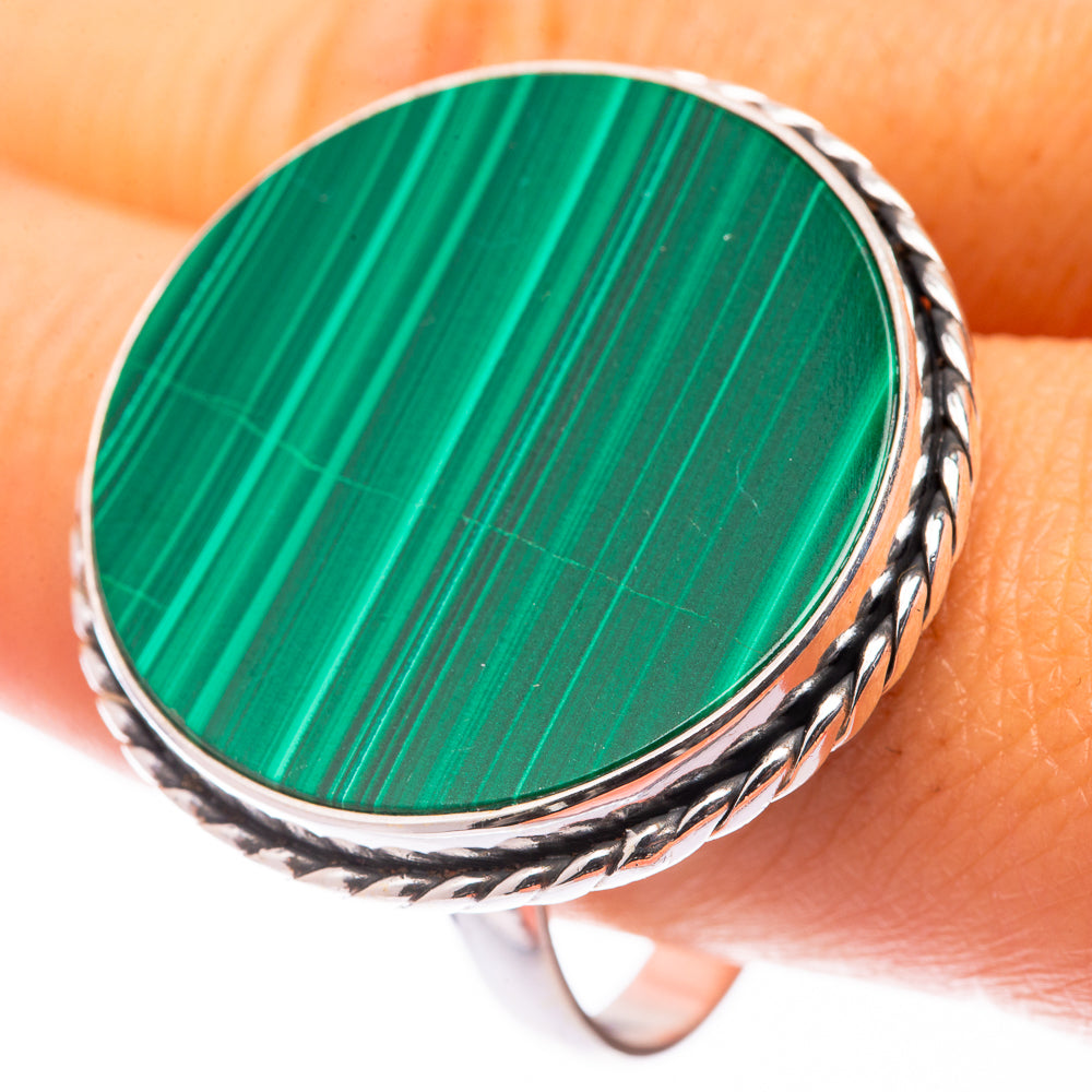 Large Malachite Coin Ring Size 11.5 (925 Sterling Silver) R141054