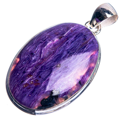 Charoite 925 Sterling Silver Pendant 1 3/4"