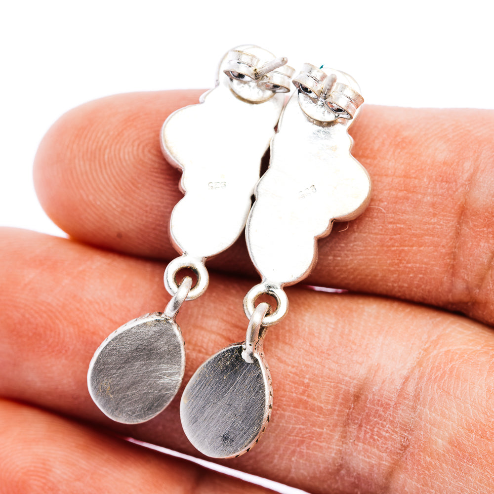Exclusive Southwestern Style Cotton Candy Turquoise Half Cluster Earring 1 3/8" (.925 Sterling Silver)