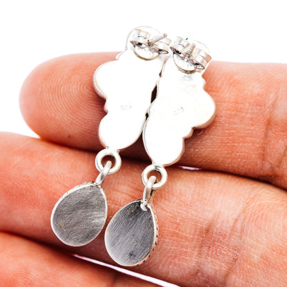 Exclusive Southwestern Style Cotton Candy Turquoise Half Cluster Earring 1 3/8" (.925 Sterling Silver)