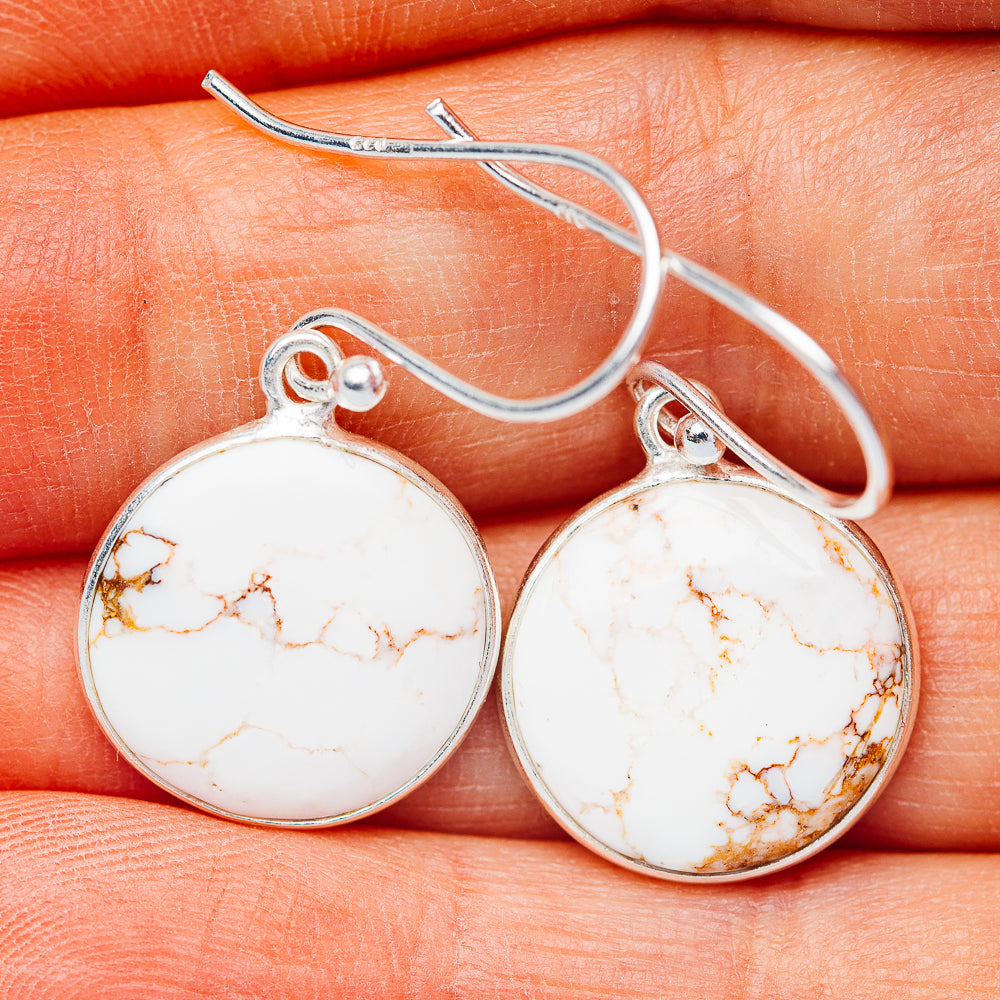 White Horse Jasper Earrings 1 1/4" (.925 Sterling Silver)