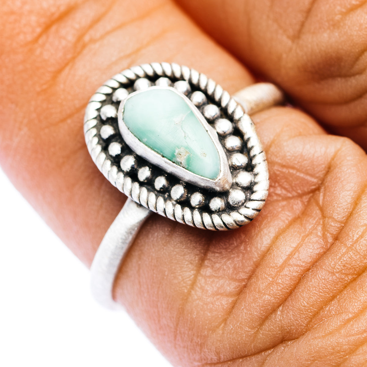 Southwestern Style Paloma Turquoise Ring Size 7 (.925 Sterling Silver)