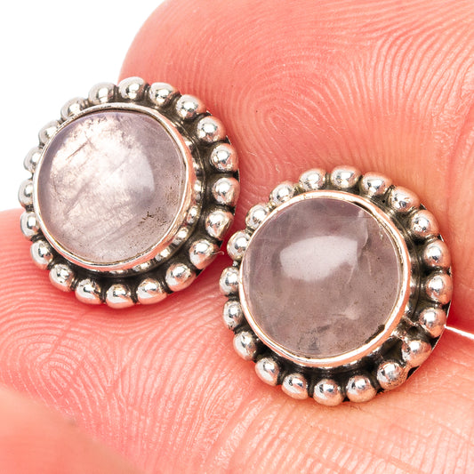 Rose Quartz Earrings 3/8" (925 Sterling Silver) E1533